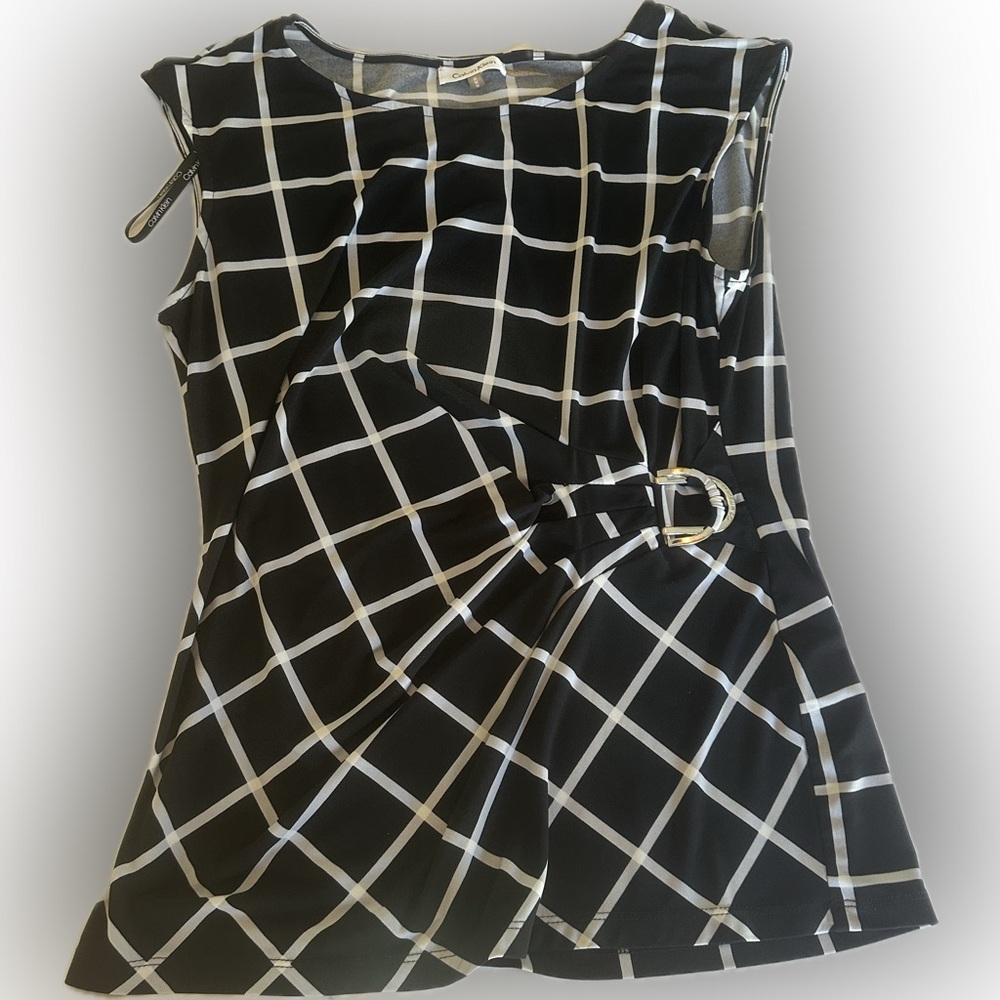 Calvin Klein Black and White Checkered Tank Top